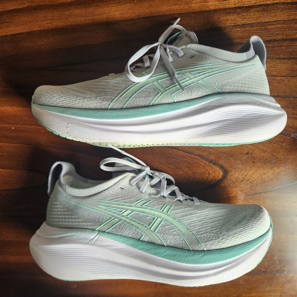 ASICS Gel-Nimbus 27 Womens Size 9 Piedmont Grey Illuminate Mint Running Shoes - Picture 7 of 12